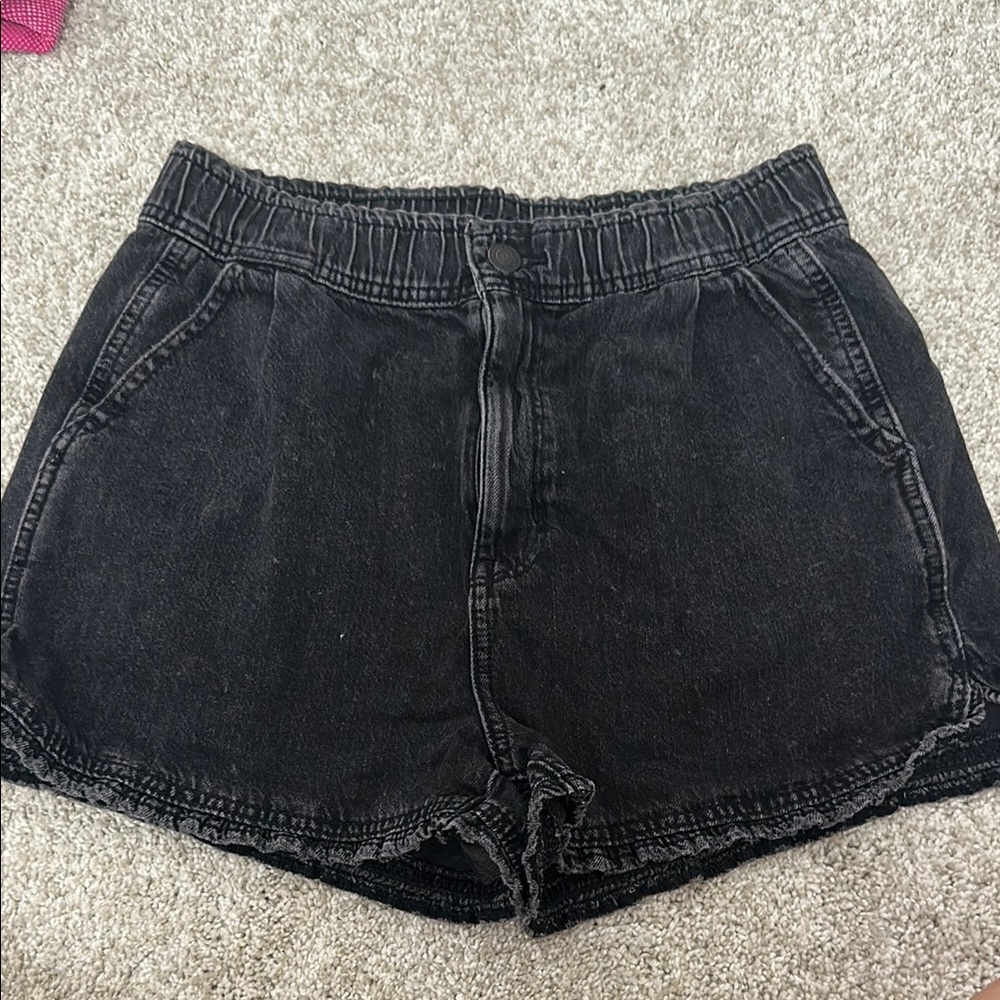 Aerie Black Jean Shorts Relaxed Fit